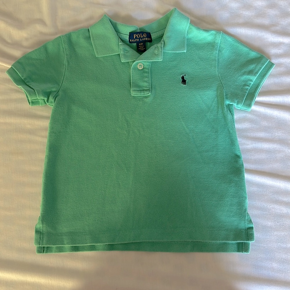 Polo Ralph Lauren 4/4T Boys Green short sleeve shirt.